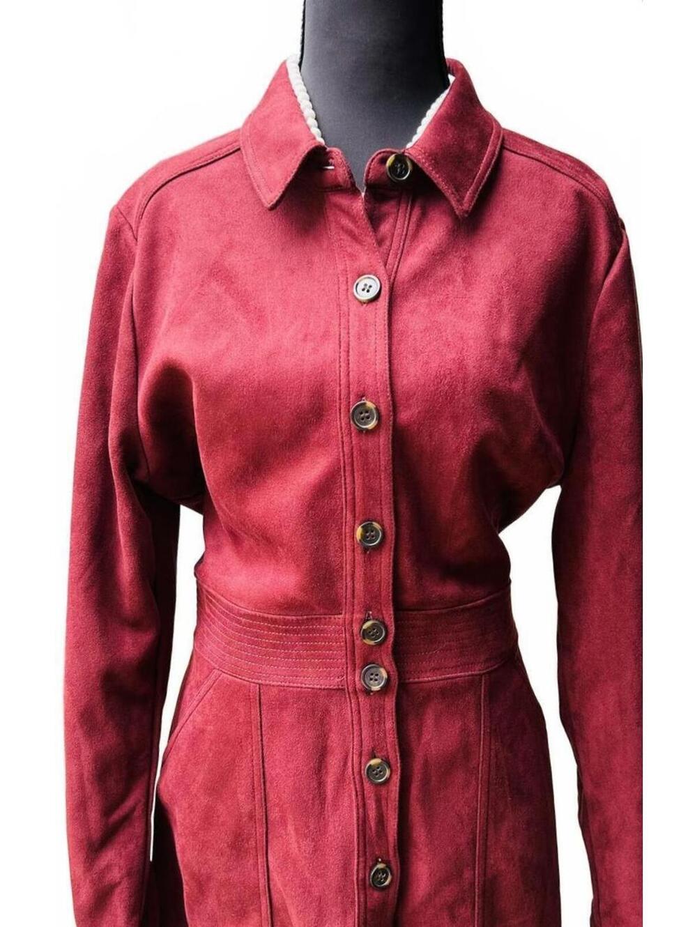 A Loves A Merlot Faux Suede Button Front Shirt Dress/Coat Size XL NWT